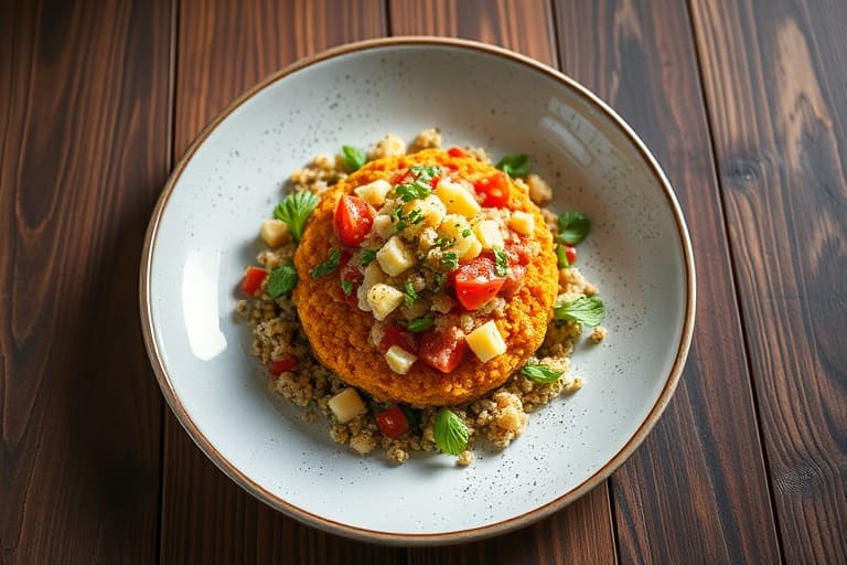 Nektarin- og bringebærcrisp med quinoa- og mandeltopping